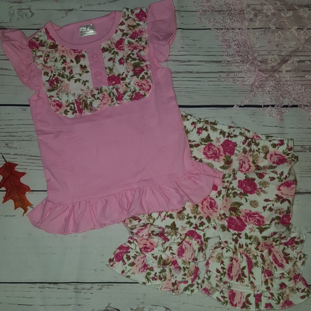 Boutique girls icing ruffle rose set S NEW 7 left!